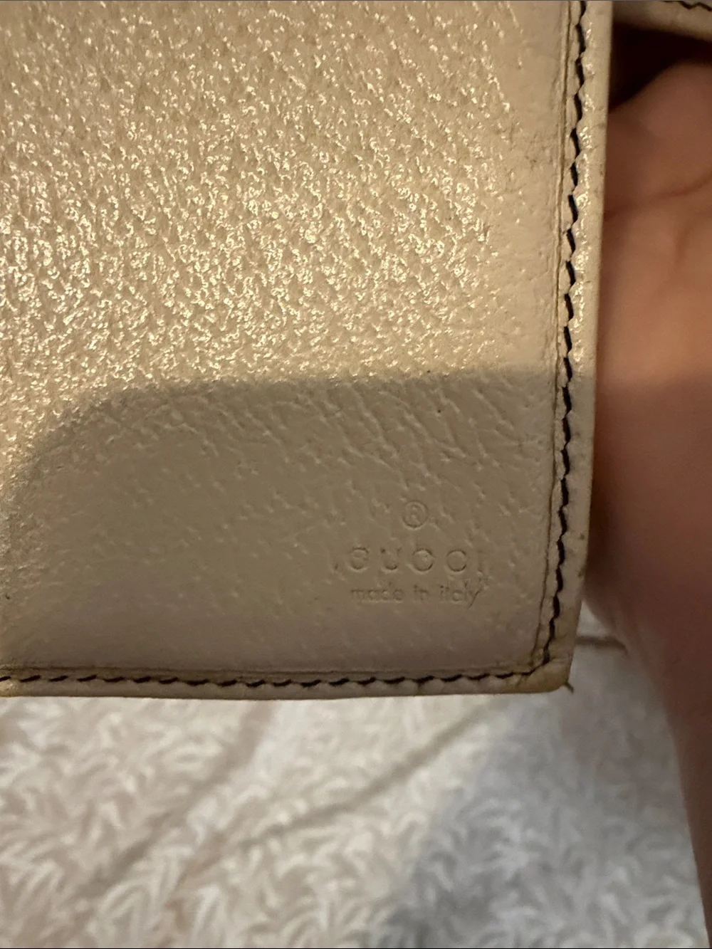 Gucci Navy Script Canvas Continental Wallet with Cream Trim and Gold Hardware - Picture 2 of 7